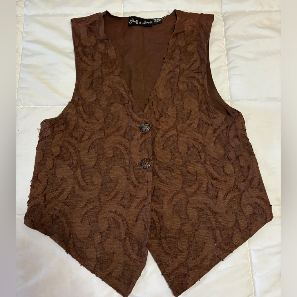 Stunning 90's Vintage Brown Embroidered Vest Western Vibes Fall Vest Sz Small